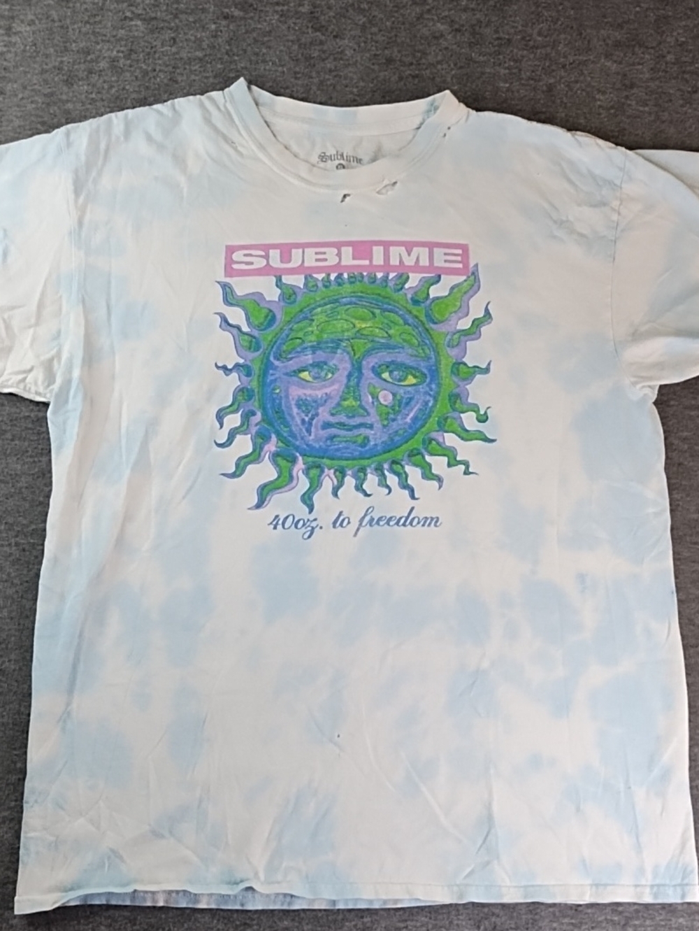 Sublime Men’s White & Light Blue Tie-Dye Short Sleeve Graphic Tee